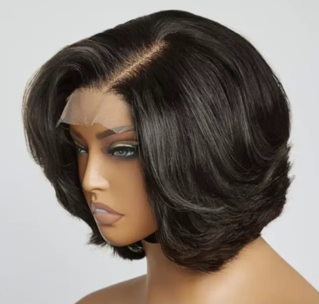 Layered bob wig customised with plucked hairline